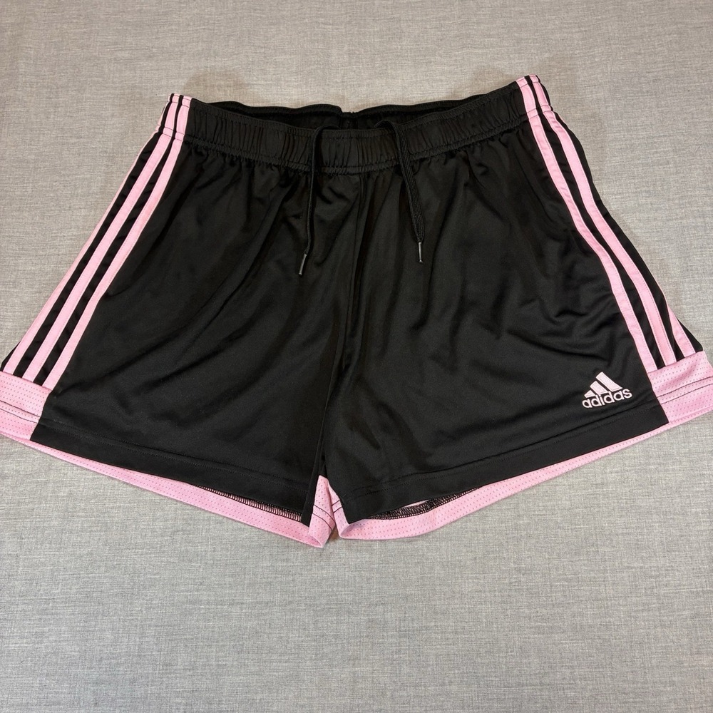 Adidas Aeroready Black & Pink Athletic Shorts Womens XL Extra Large Drawstring
